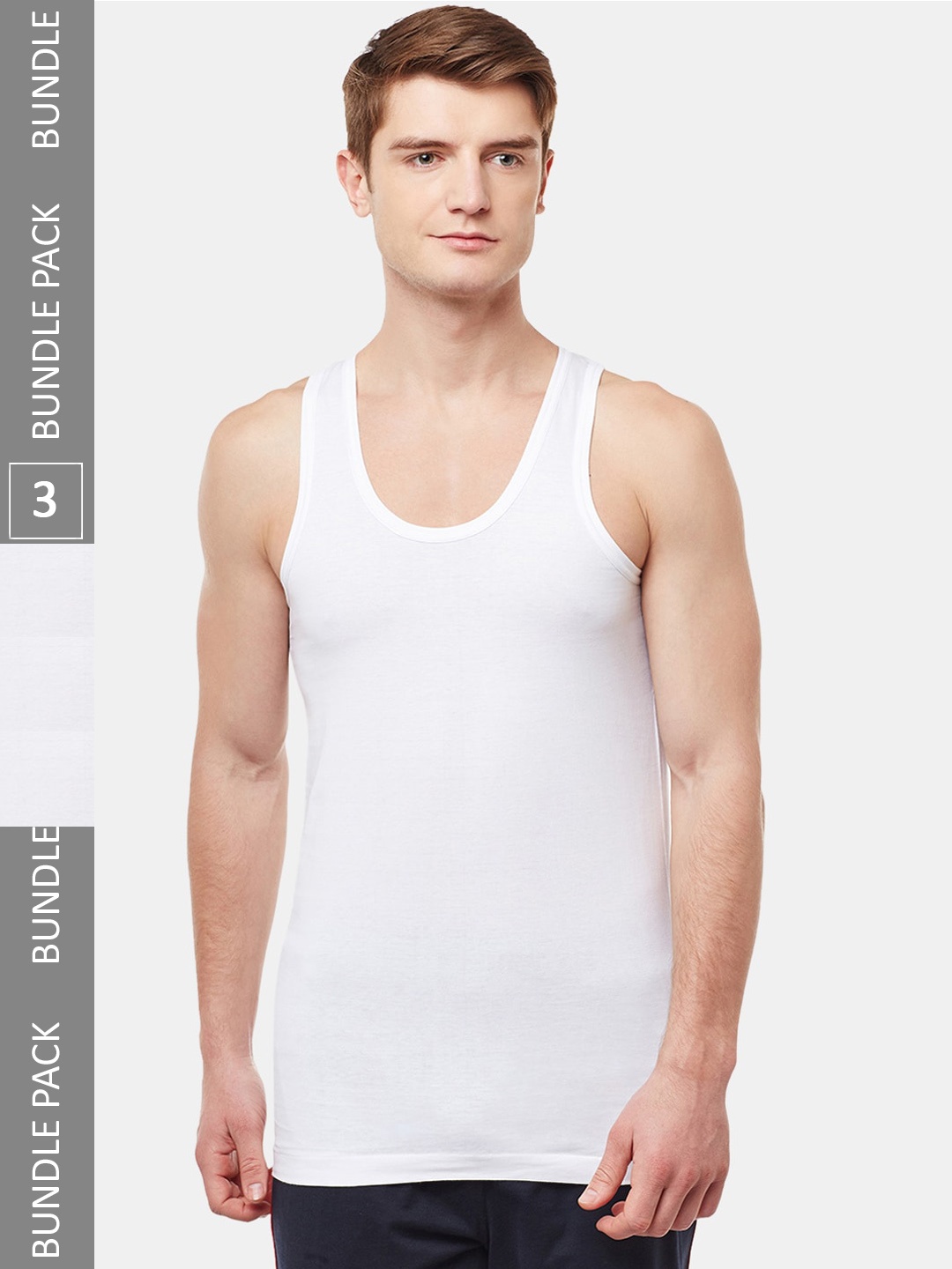 

BODYX Pack Of 3 Pure Cotton Innerwear Vests BX209-W-PO3-95, White