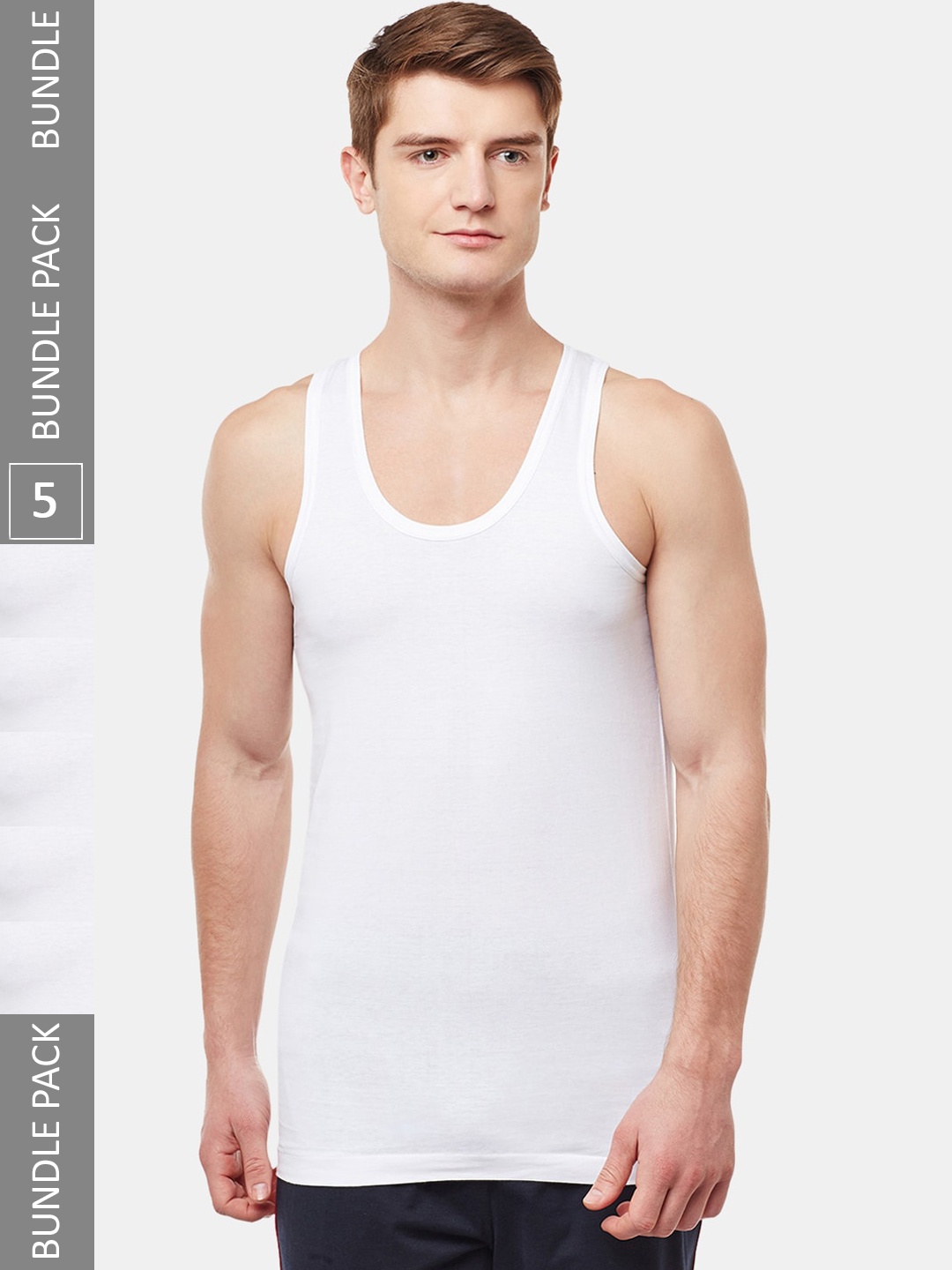 

BODYX Pack Of 5 Pure Cotton Innerwear Vests, White