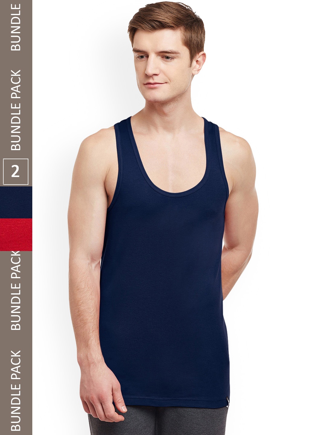 

BODYX Pack Of 2 Pure Cotton Innerwear Vests, Red
