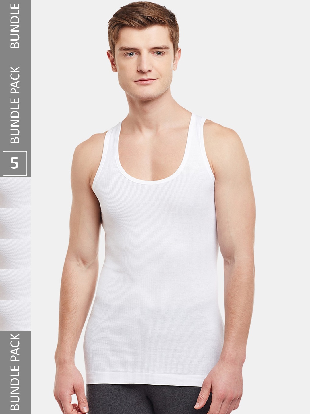 

BODYX Pack Of 5 Pure Cotton Innerwear Vests, White