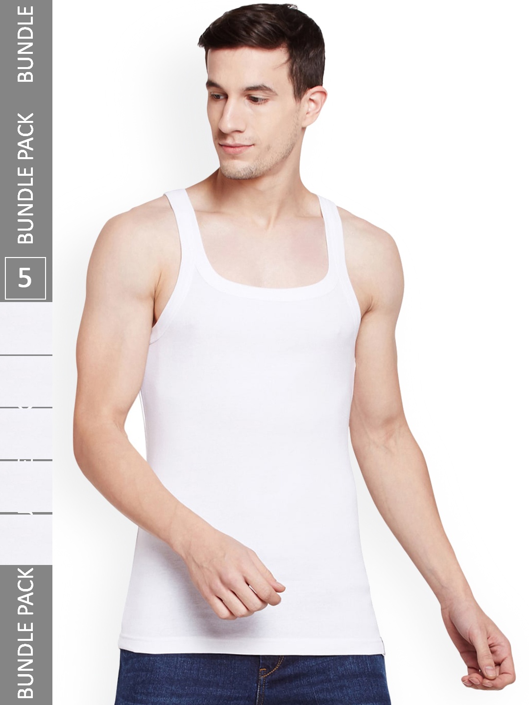 

BODYX Pack Of 5 Pure Cotton Innerwear Vests, White