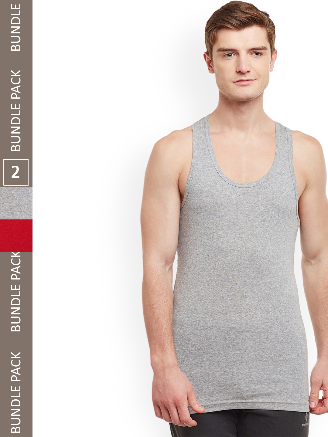 

BODYX Pack Of 2 Scoop Neck Pure Cotton Innerwear Vests, Red