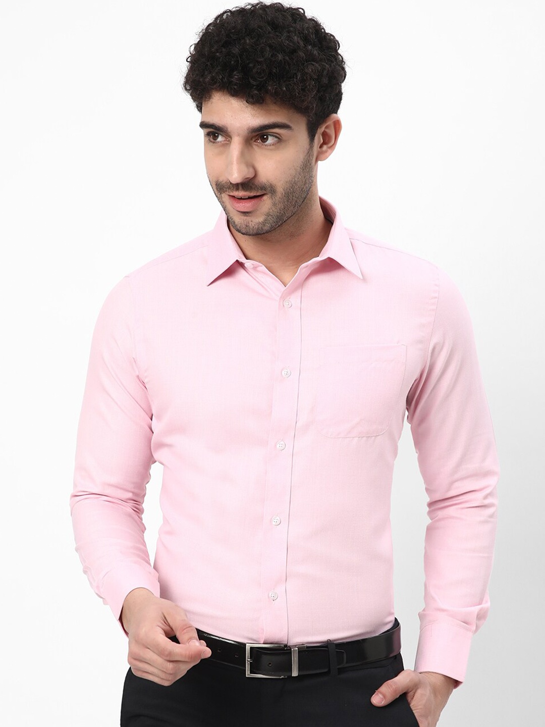 

R&B Spread Collar Cotton Formal Shirt, Pink