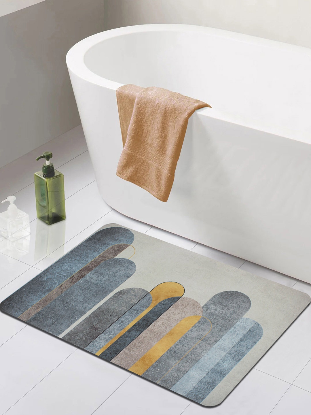 

Bedspun Beige Printed 210 GSM Non-Slip Rectangular Bath Rug