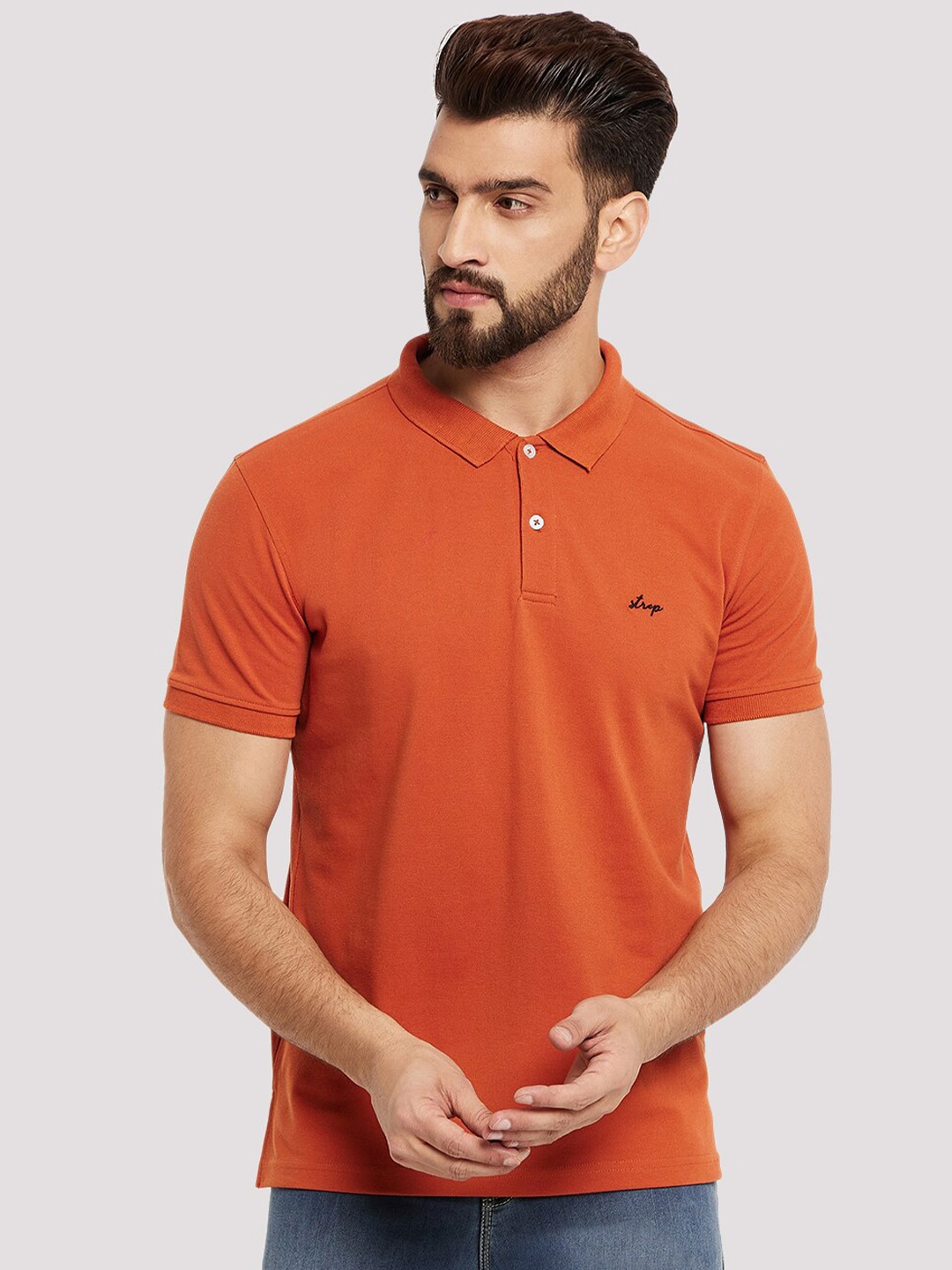 

STROP Polo Collar Regular Fit Cotton Regular T-shirt, Orange