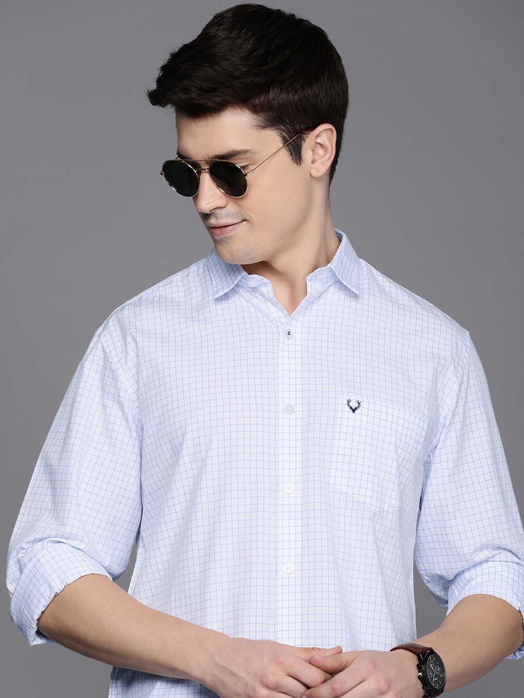 

Allen Solly Men Sport Opaque Checked Casual Shirt, White