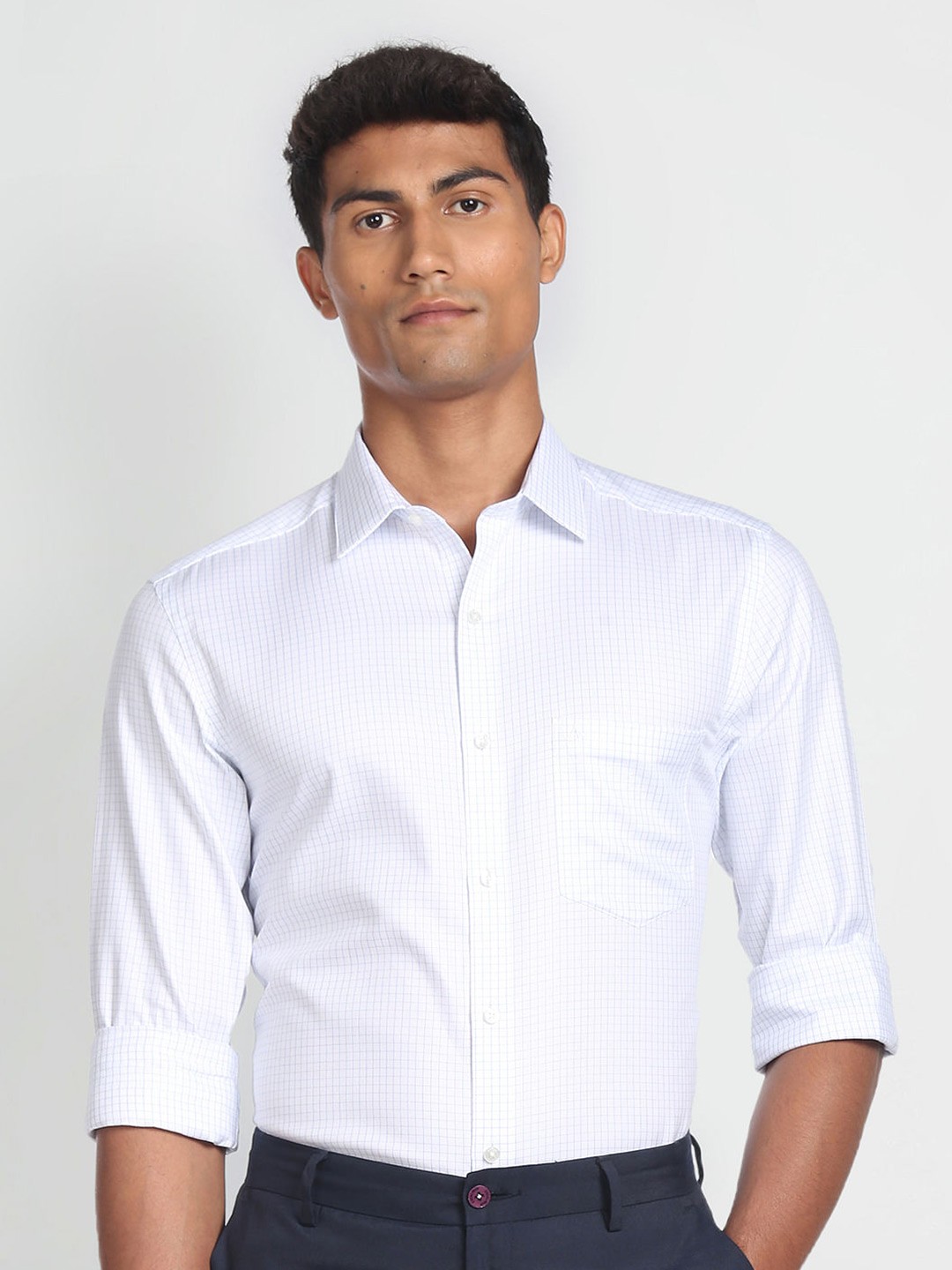 

Arrow Spread Collar Opaque Pure Cotton Shirt, White