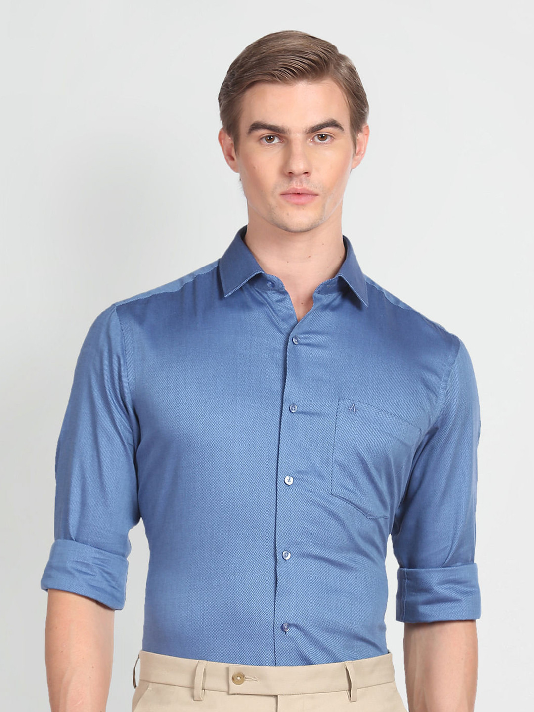 

Arrow Slim Fit Spread Collar Long Sleeve Cotton Formal Shirt, Blue