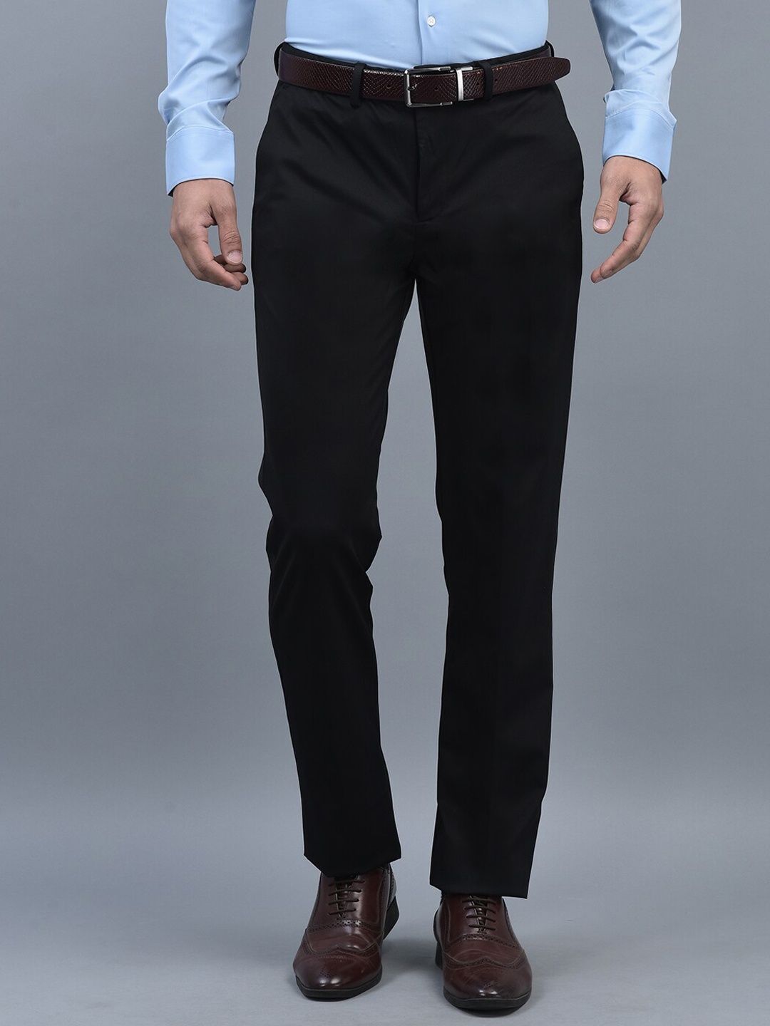 

CANOE Men Smart Easy Wash Formal Trousers, Black