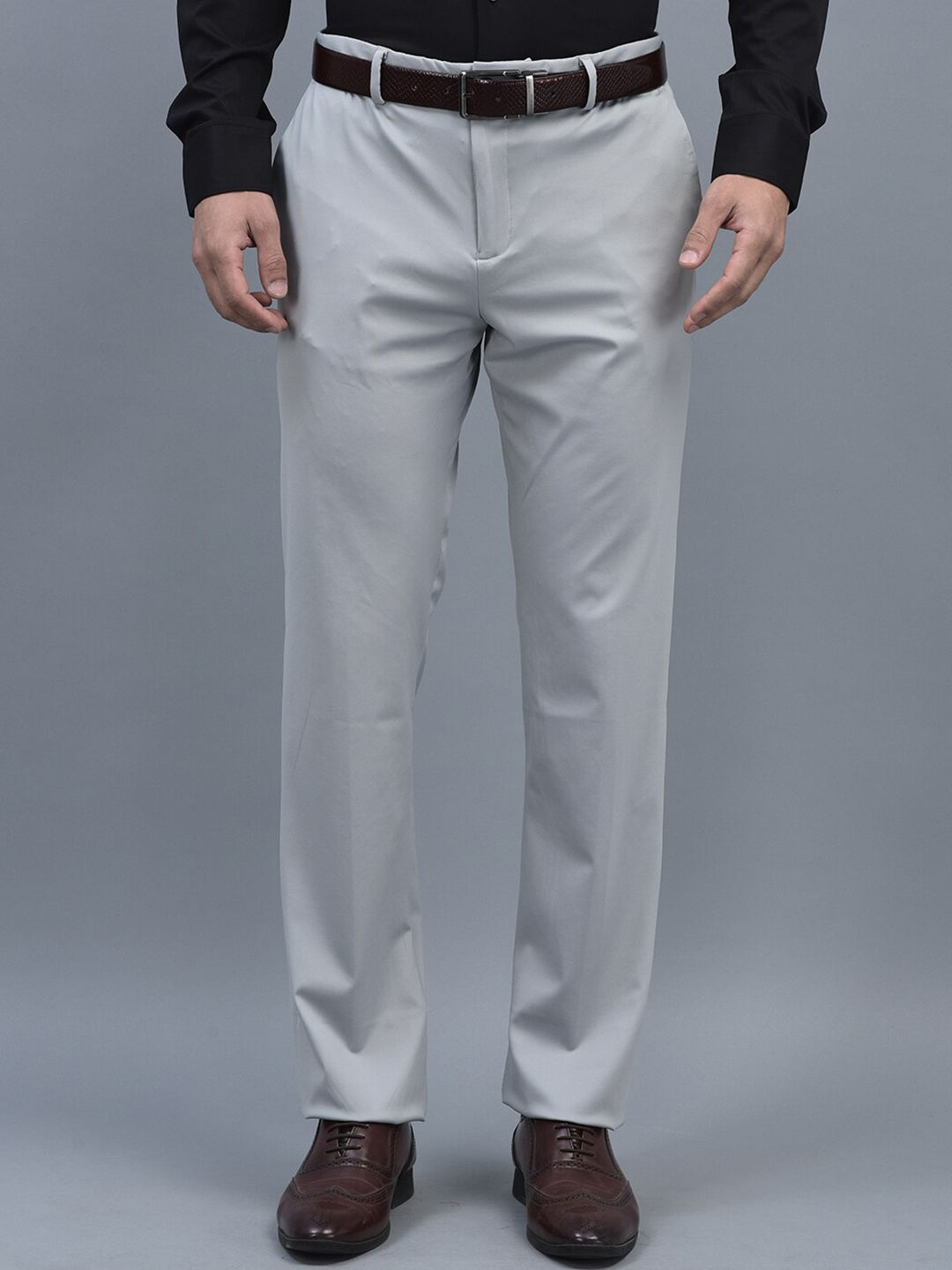 

CANOE Men Smart Easy Wash Formal Trousers, Grey