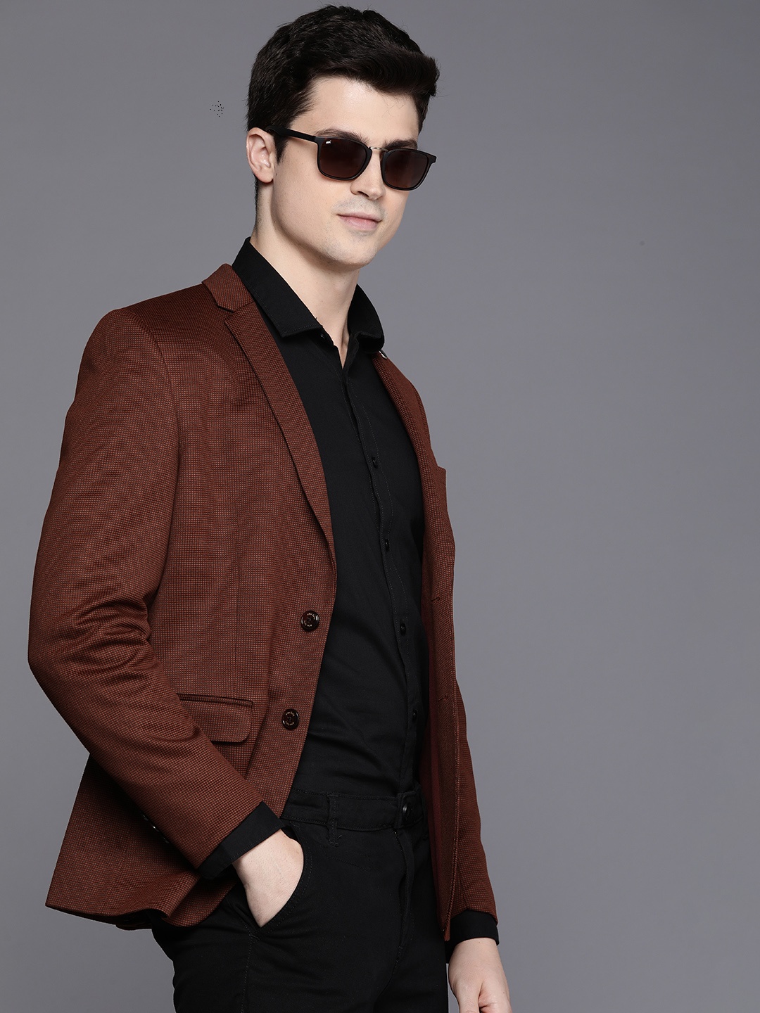 

Allen Solly Men Slim Fit Single-Breasted Blazer, Brown