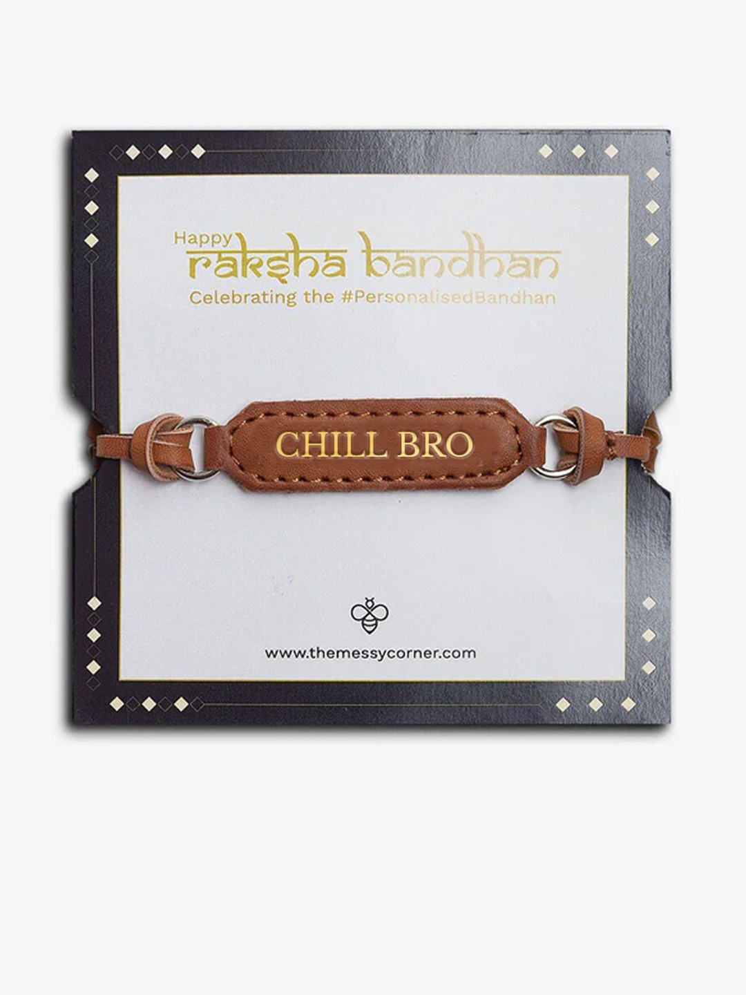 

THE MESSY CORNER Chill Bro Printed Detail Vegan Leather Rakhi, Brown