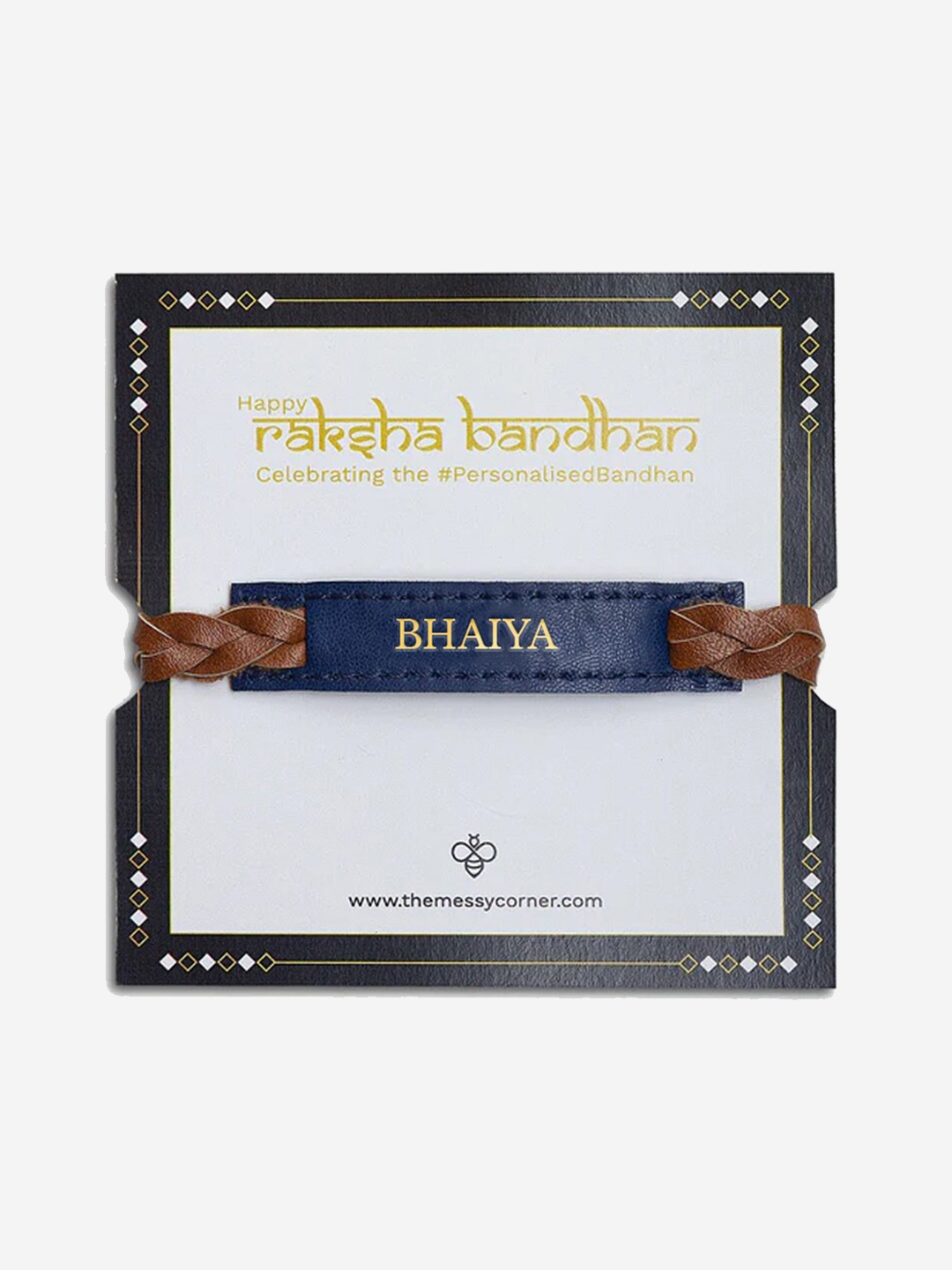 

THE MESSY CORNER Men Bhaiya Printed Detail Vegan Leather Rakhi, Blue