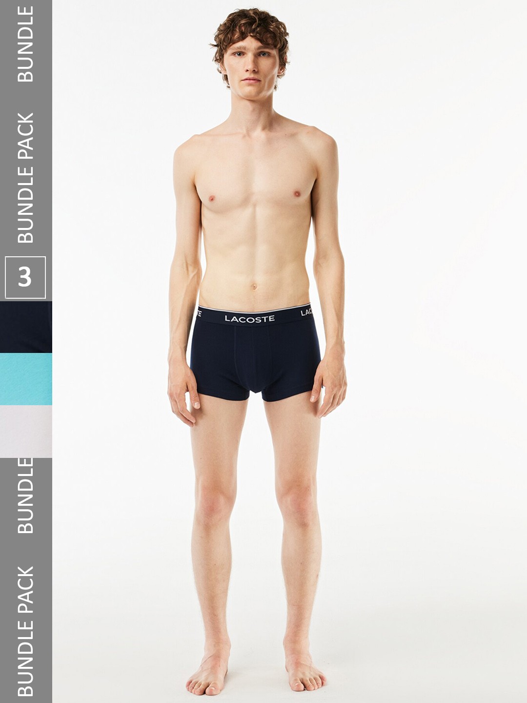 

Lacoste Men Pack Of 3 Mid Rise Anti Bacterial Cotton Trunks 5H3389PIY-S, Black