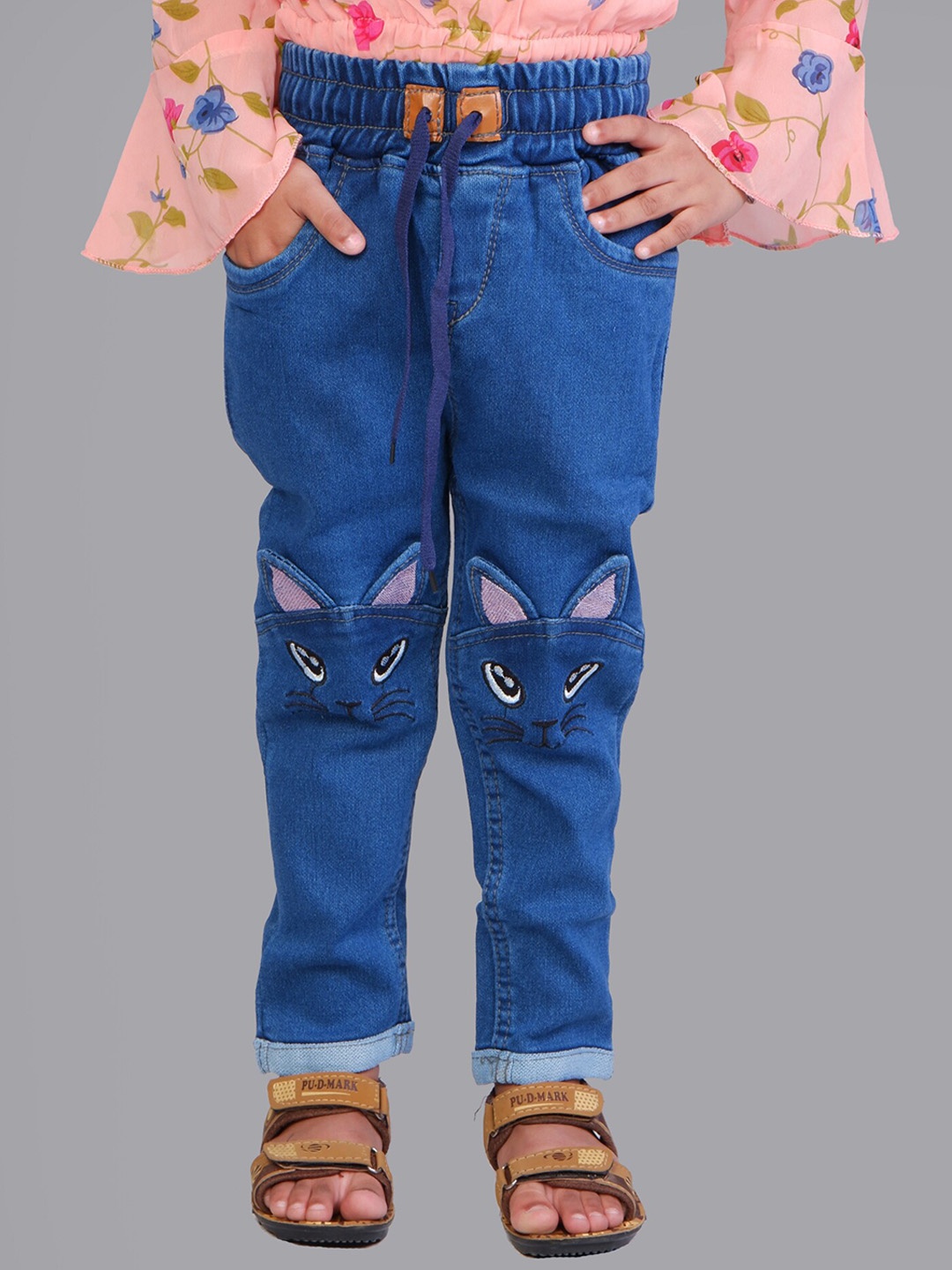 

A-Okay Girls Slim Fit High Rise Clean Look Embroidered Stretchable Jeans, Blue
