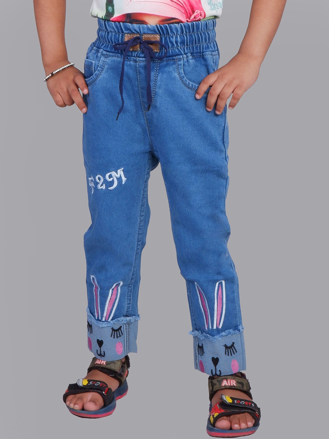 

A-Okay Girls Slim Fit High Rise Clean Look Embroidered Stretchable Jeans, Blue