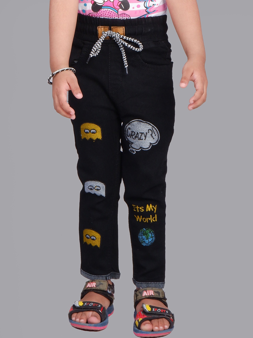 

A-Okay Girls Slim Fit High Rise Clean Look Embroidered Stretchable Jeans, Black