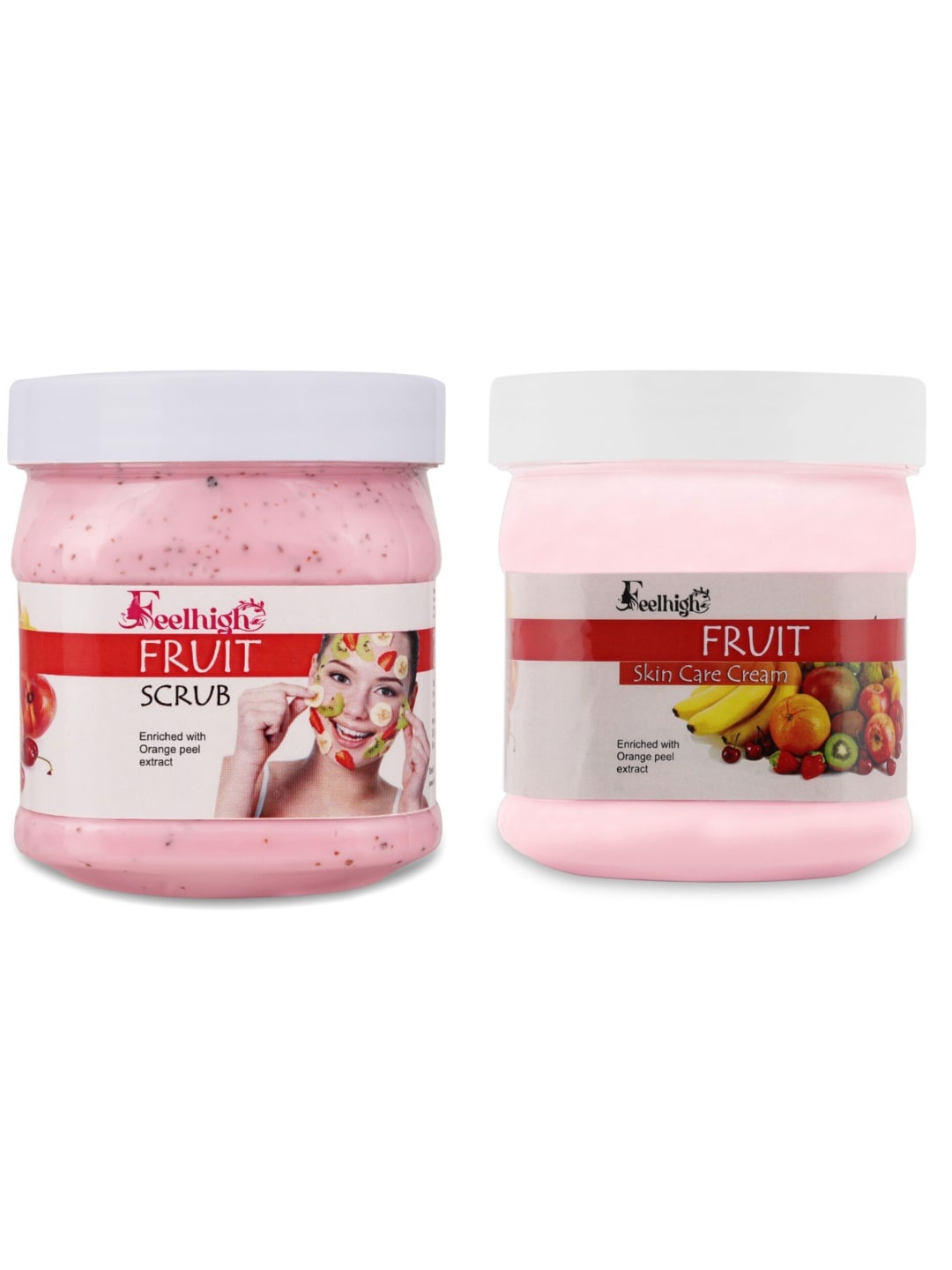 

FEELHIGH Set Of 2 Mixfruit Scrub & Cream 500ml Each, Pink