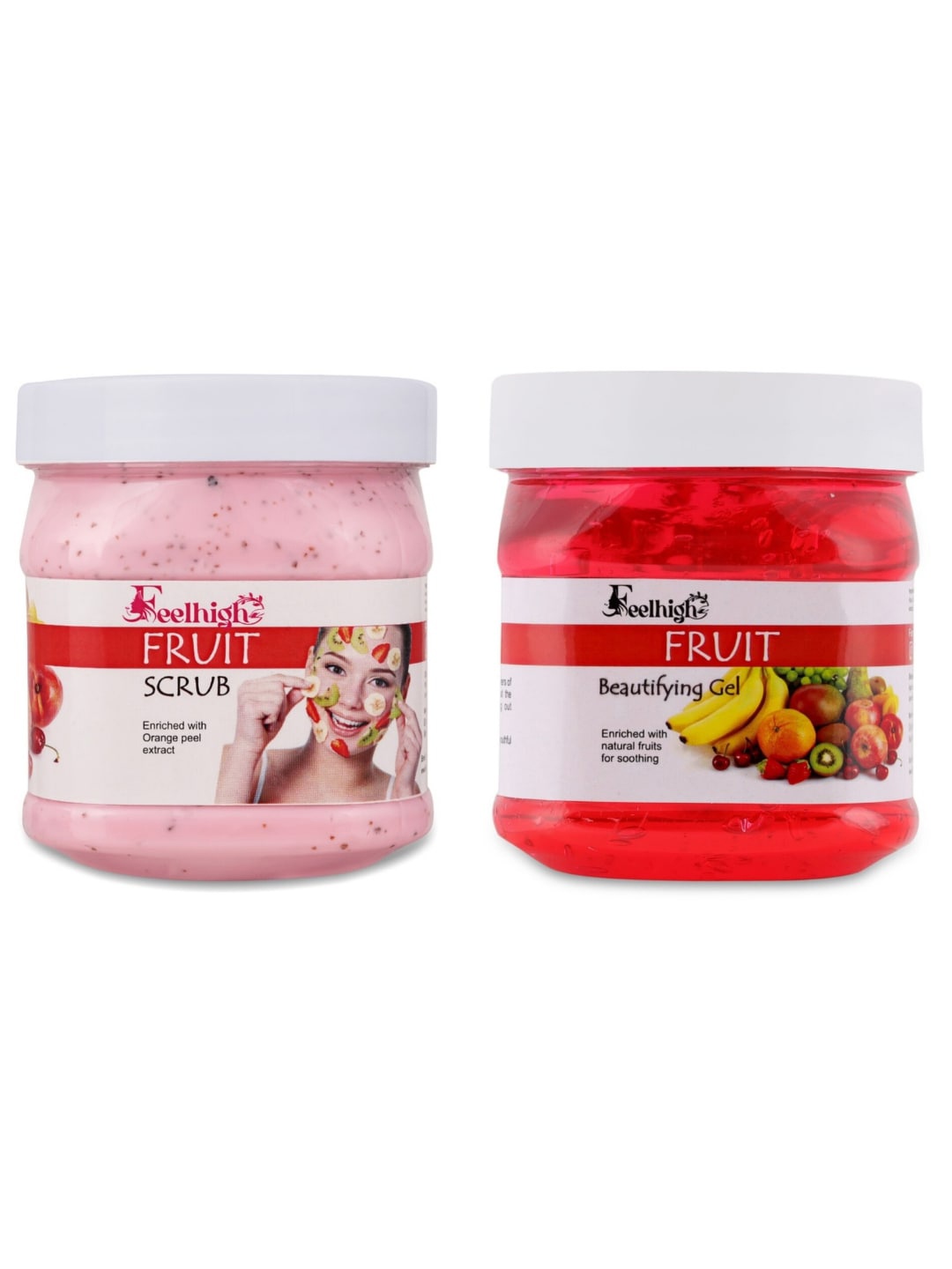 

FEELHIGH Set Of 2 Mix Fruit Scrub & Gel 500ml Each, Pink