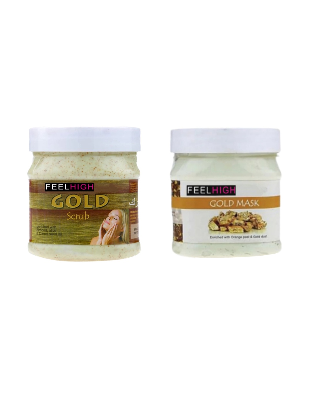 

FEELHIGH Set Of 2 Gold Scrub and Mask - 500ml Each, Multi