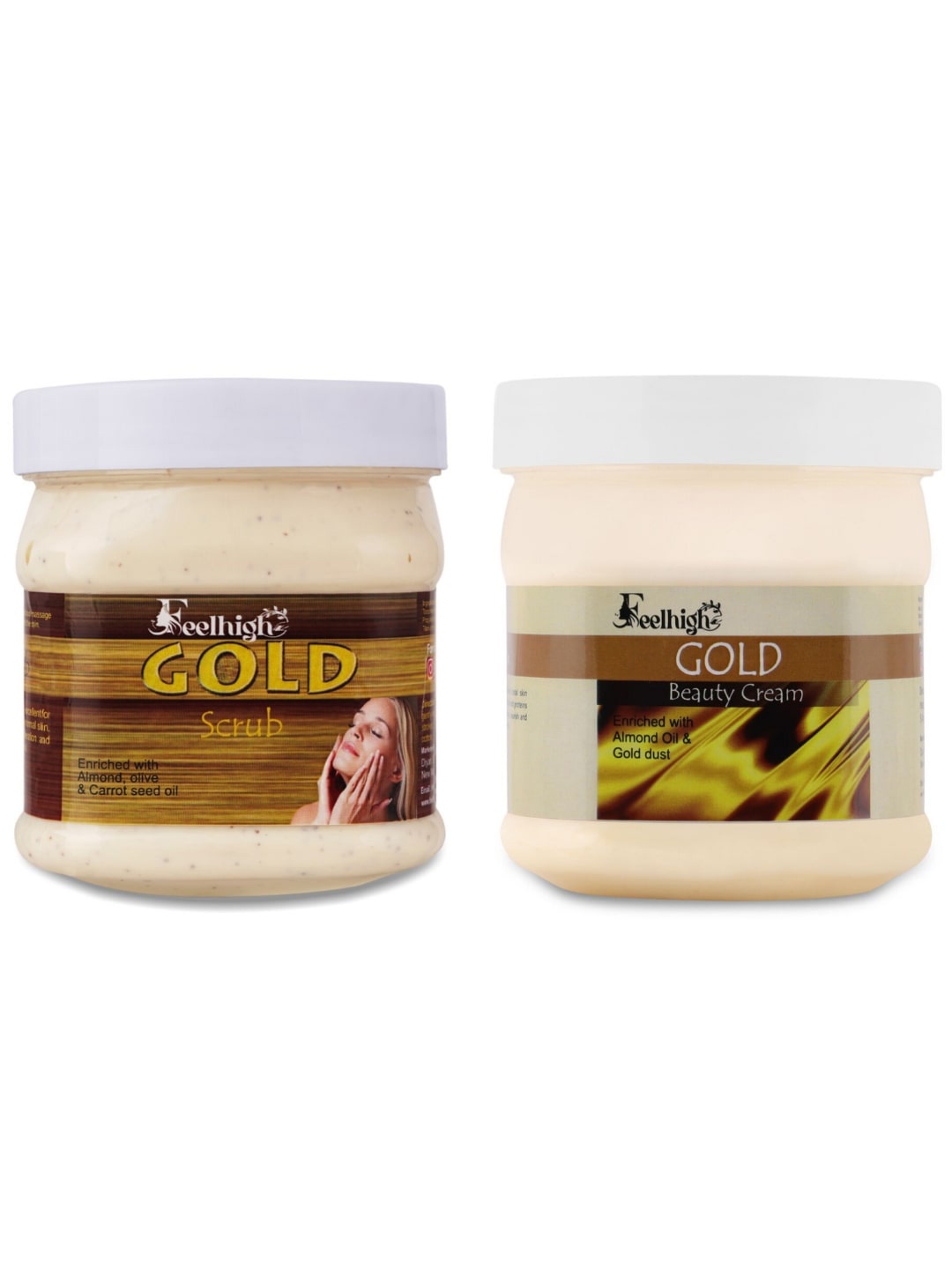 

FEELHIGH Set Of 2 Gold Scrub & Cream 500ml Each, Yellow