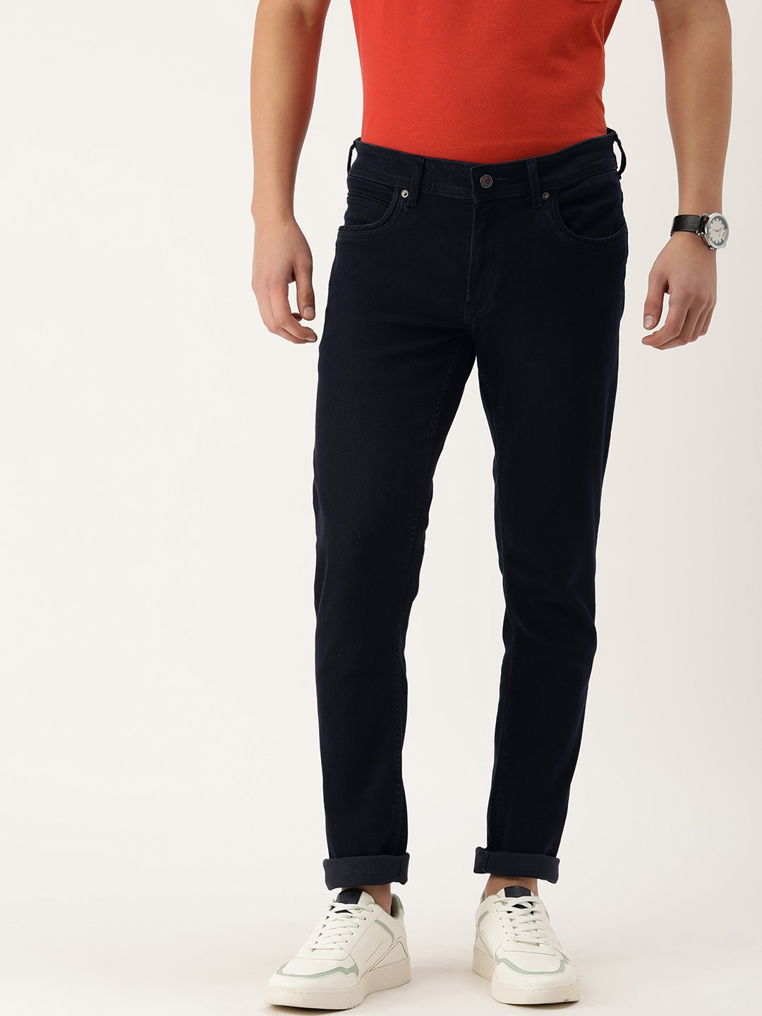 

Peter England Casuals Men Slim Fit Stretchable Jeans, Navy blue