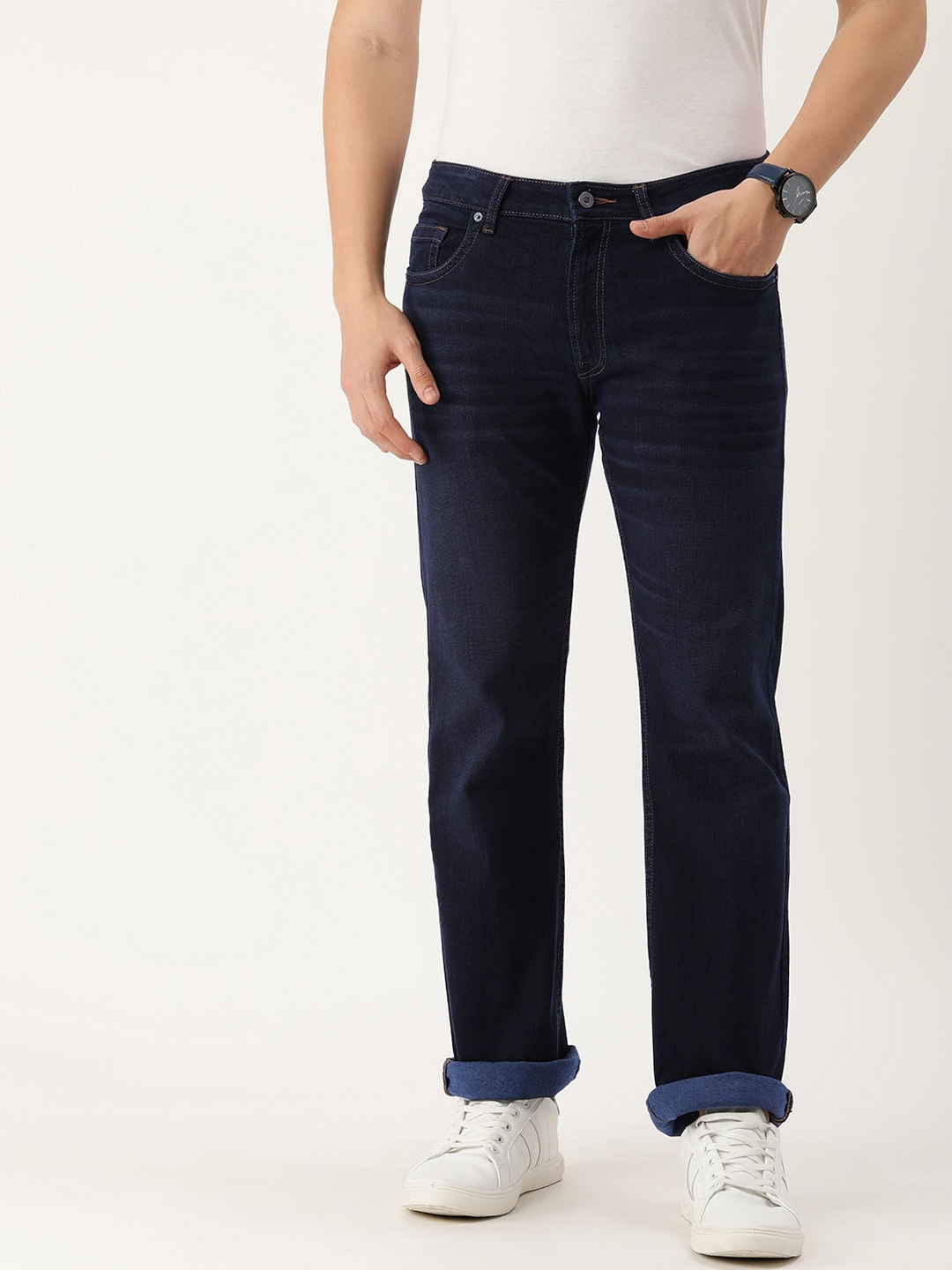 

Peter England Casuals Men Stretchable Jeans, Navy blue