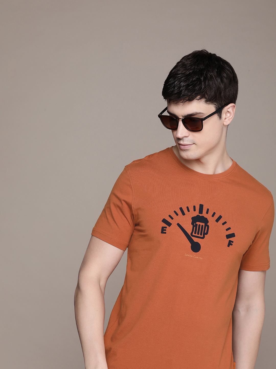 

SIMON CARTER LONDON Men Printed Slim Fit T-shirt, Orange