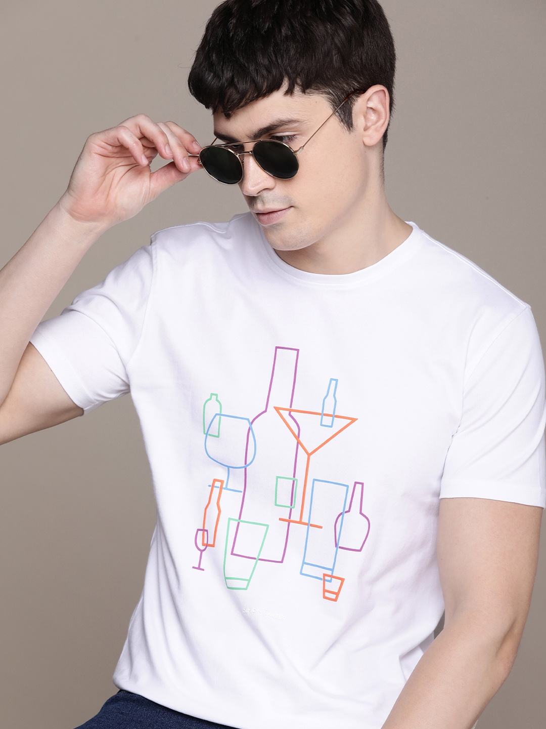

SIMON CARTER LONDON Men Graphic Printed Slim Fit T-shirt, White