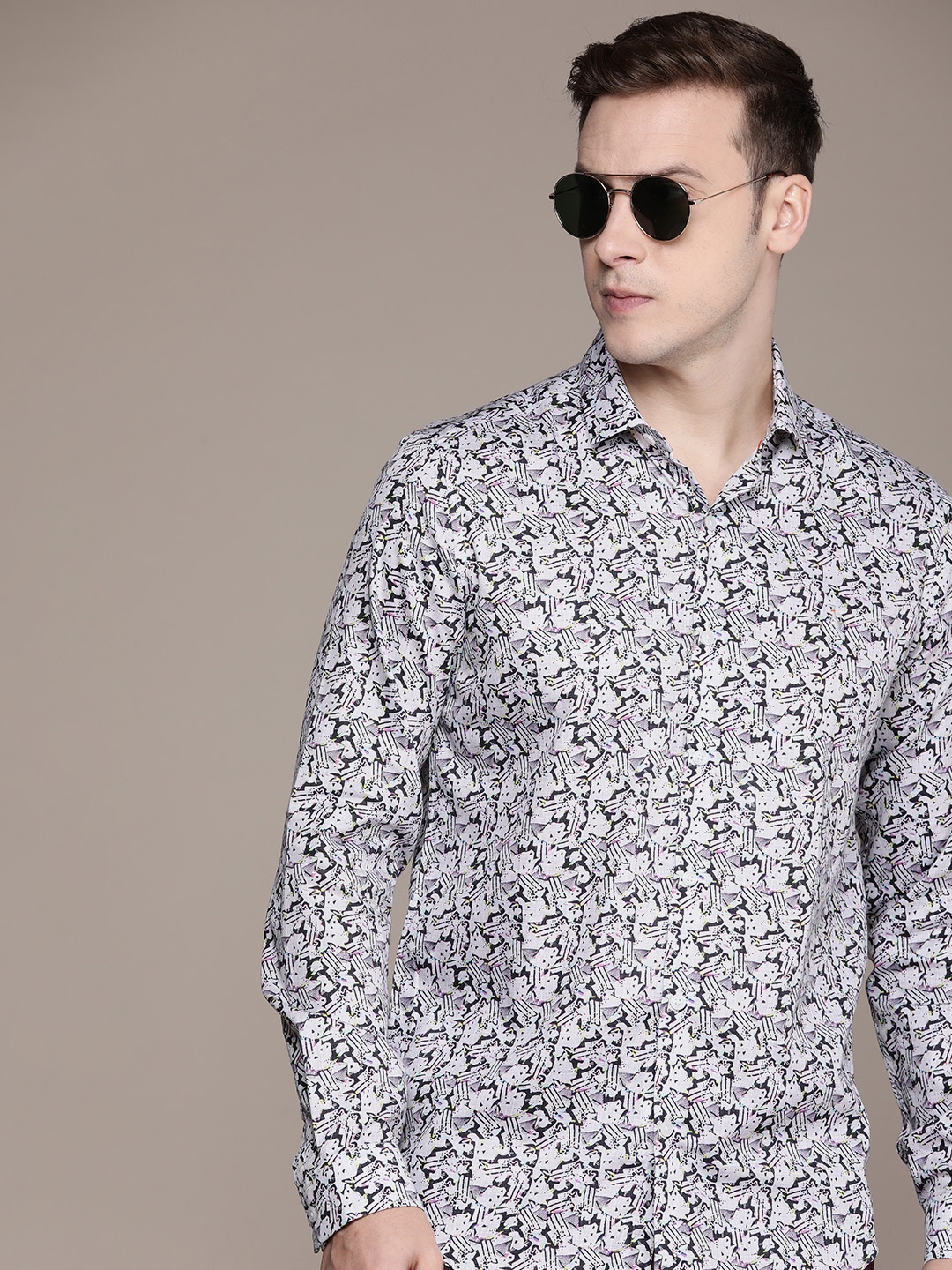 

SIMON CARTER LONDON Men Slim Fit Opaque Printed Pure Cotton Party Shirt, Multi