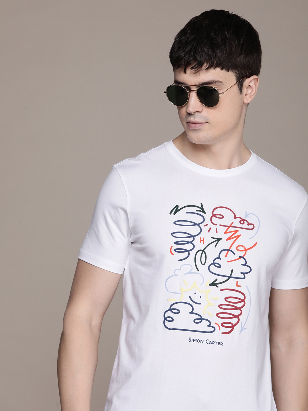 

SIMON CARTER LONDON Men Graphic Printed Slim Fit T-shirt, White