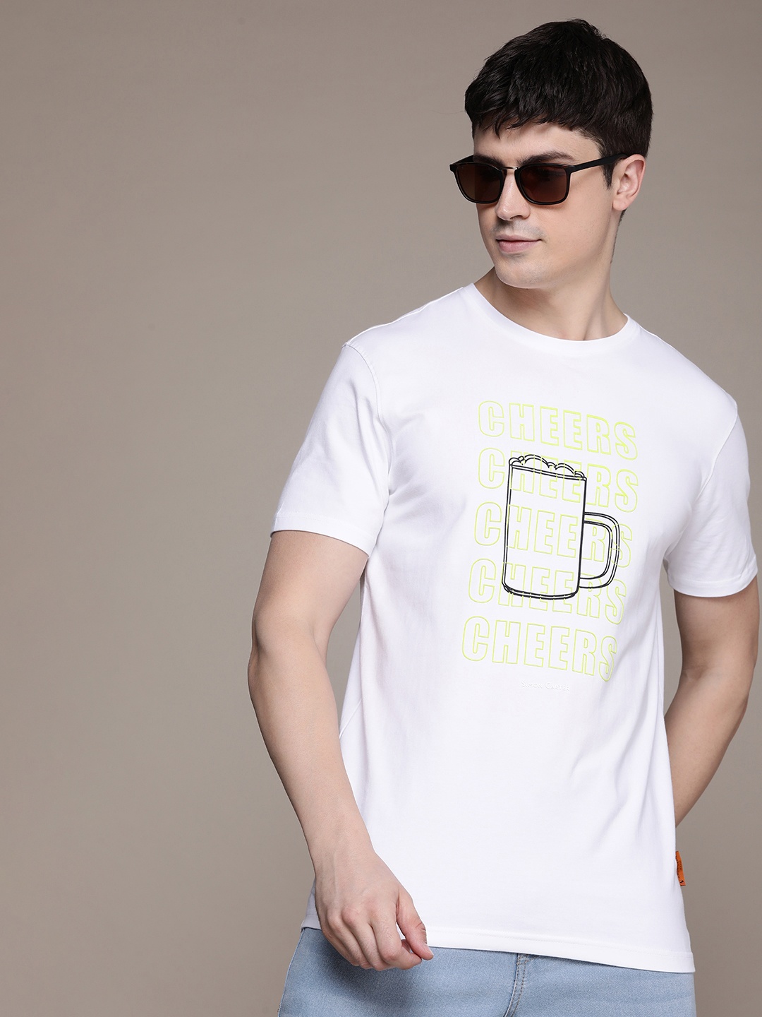 

SIMON CARTER LONDON Men Printed Slim Fit T-shirt, White