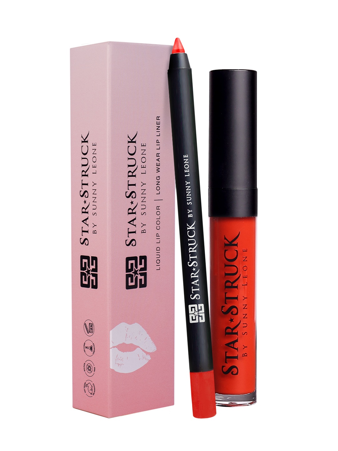 

STARSTRUCK BY SUNNY LEONE 2Pc Long Lasting Highly Pigmented Lip Kit - Red Carpet