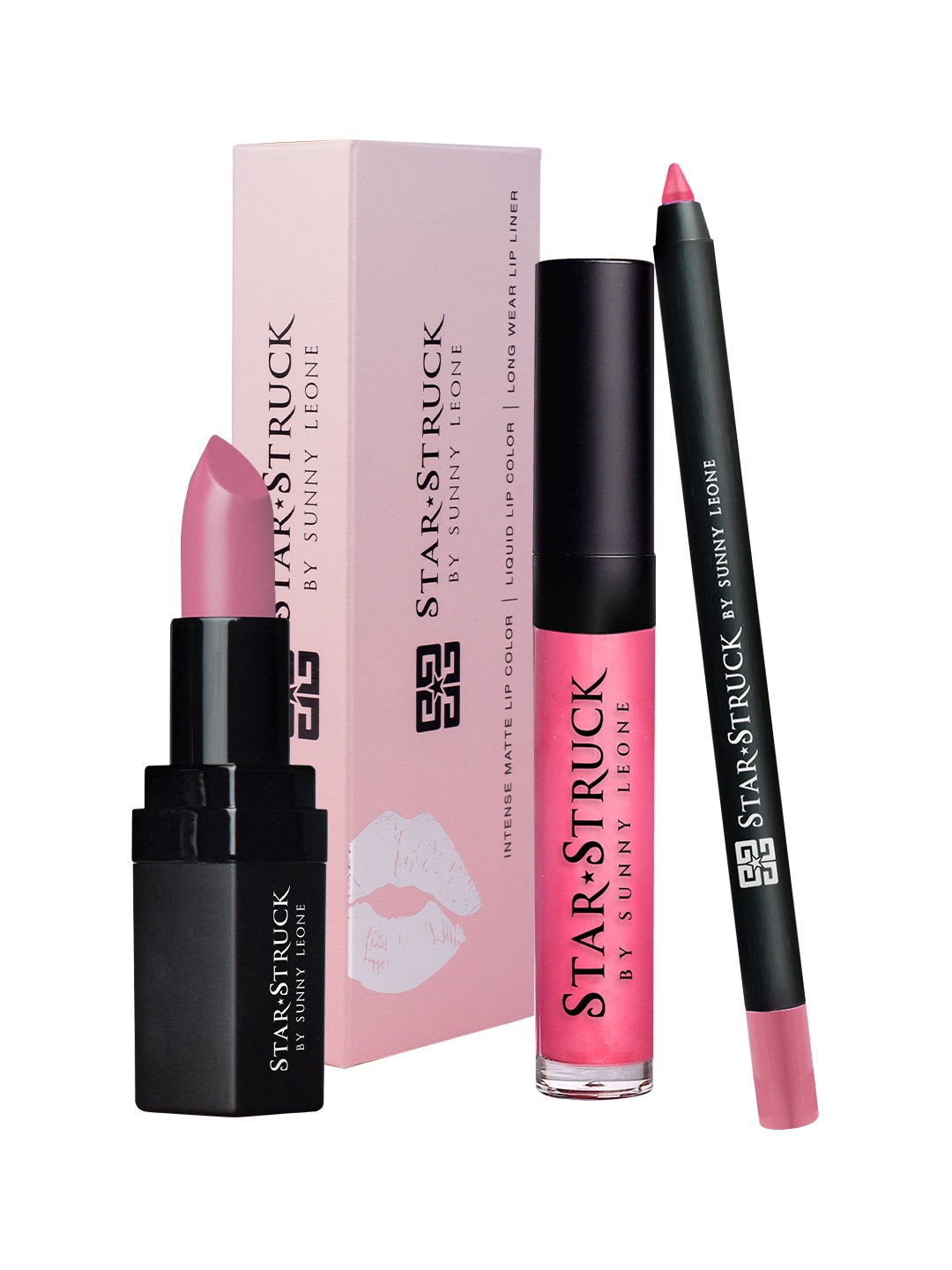 

STARSTRUCK BY SUNNY LEONE 3 Pcs Long Lasting Highly Pigmented Lip Kit - Pink Peony