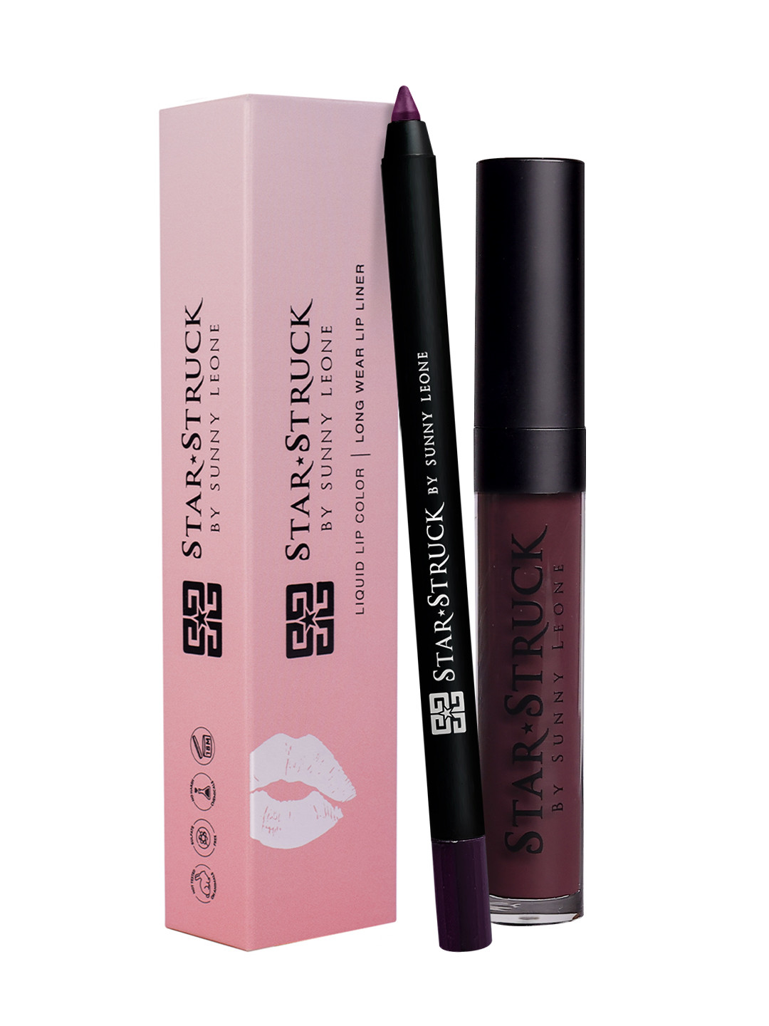 

STARSTRUCK BY SUNNY LEONE 2PC Lip Kit Lipstick+Liner - Wine, Purple