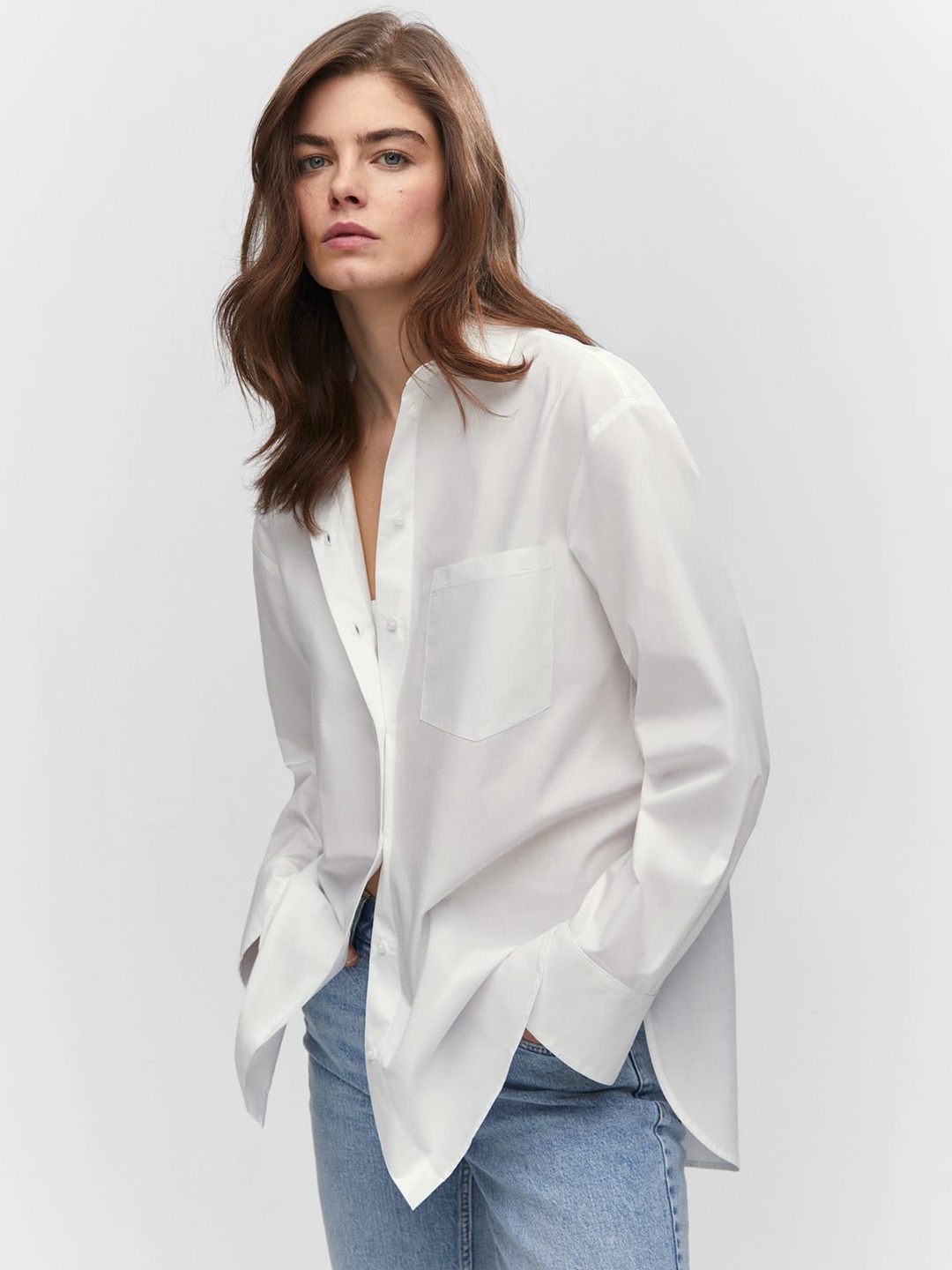 

MANGO Pocket Oversize Casual Shirt, White