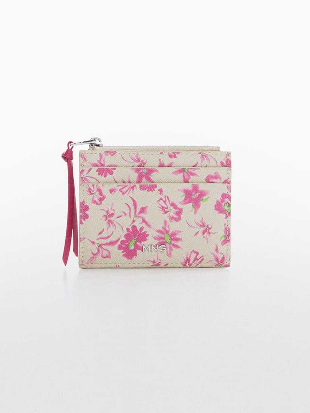 

MANGO Women Floral Printed Card Holder, Beige