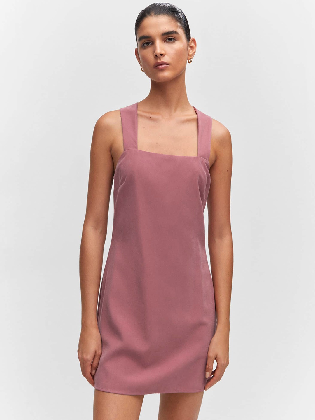 

MANGO Styled-Back Shift Mini Dress, Pink