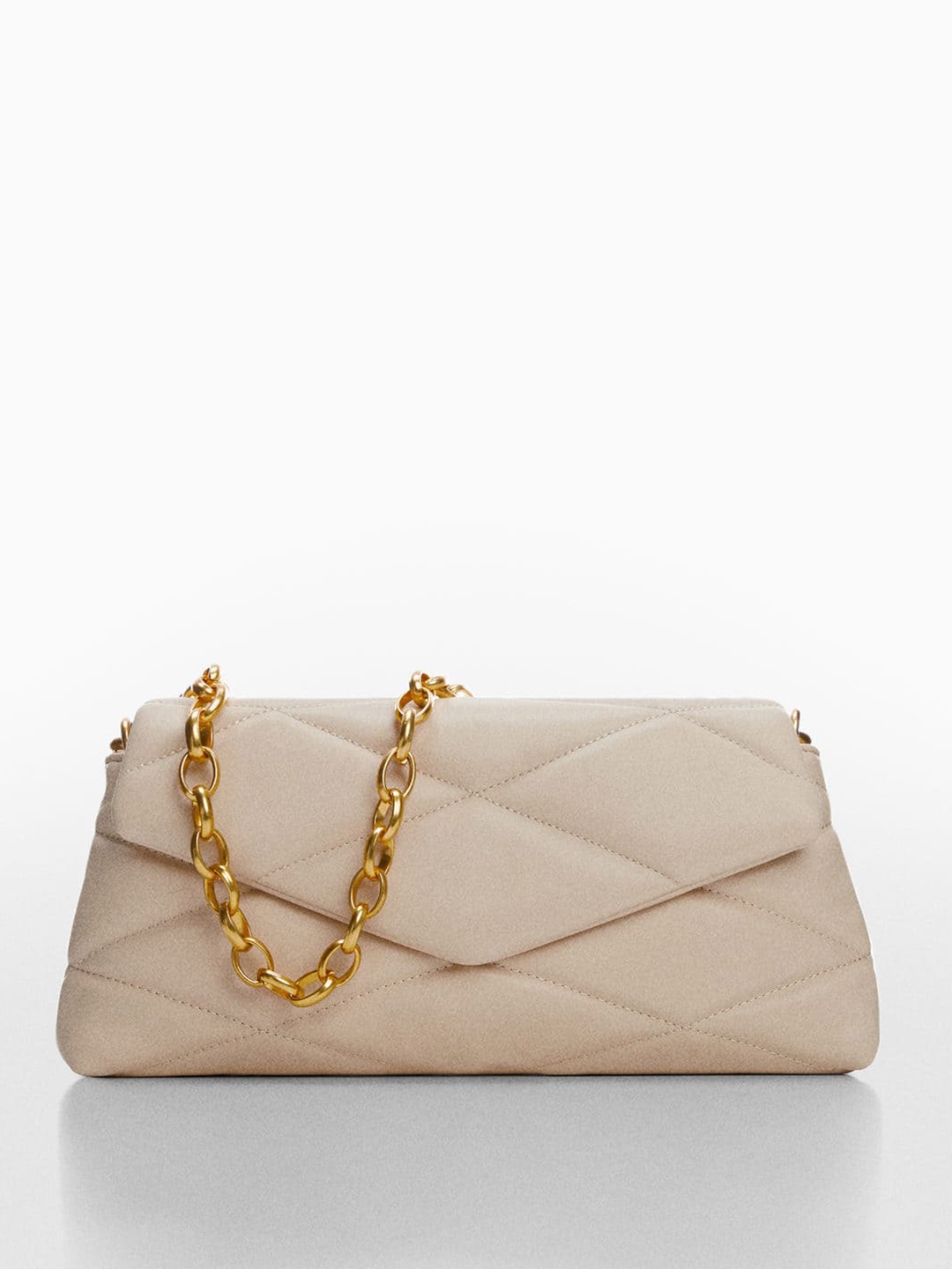 

MANGO Quilted Envelope Clutch, Beige