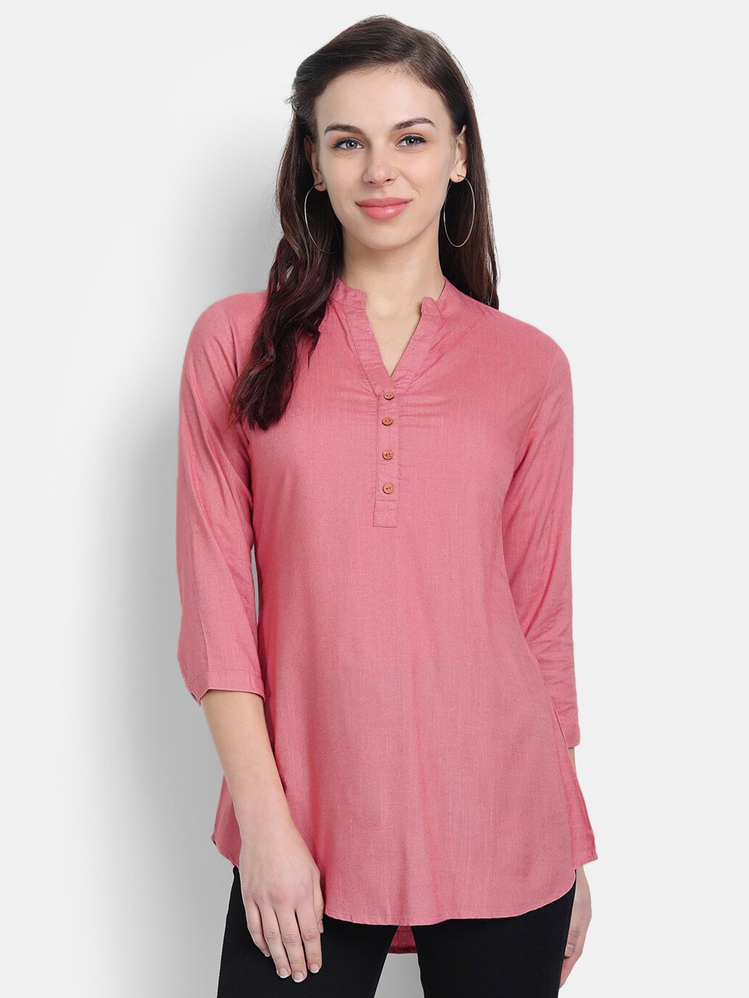 

SUTI Pink Mandarin Collar Top