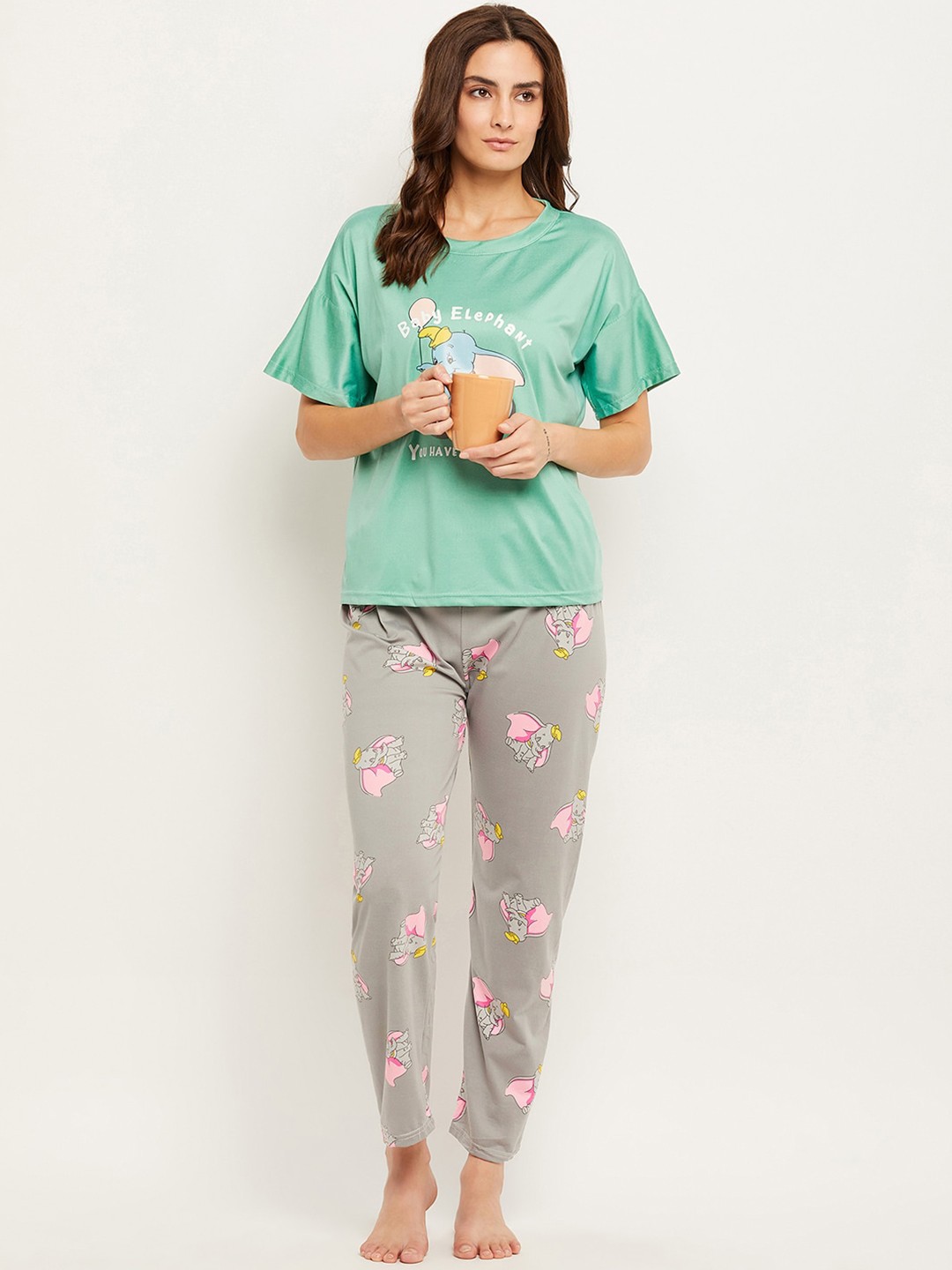 

Camey Conversational Printed T-shirt With Pyjamas, Green