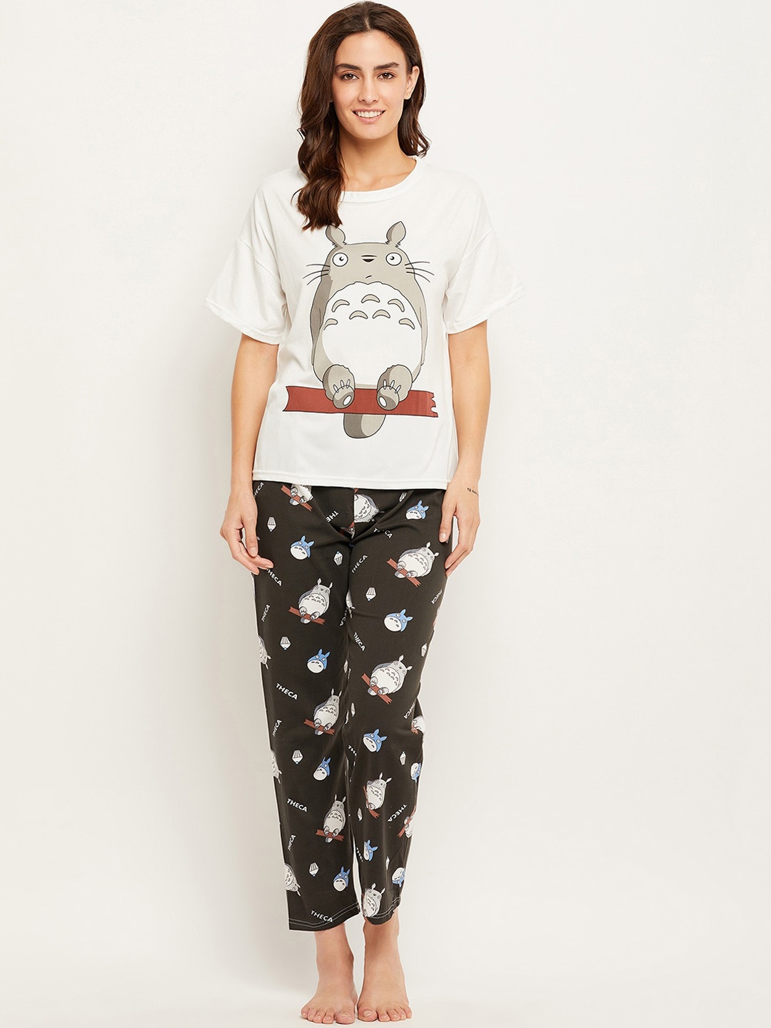 

Camey Graphic Printed T-shirt With Pyjamas, White