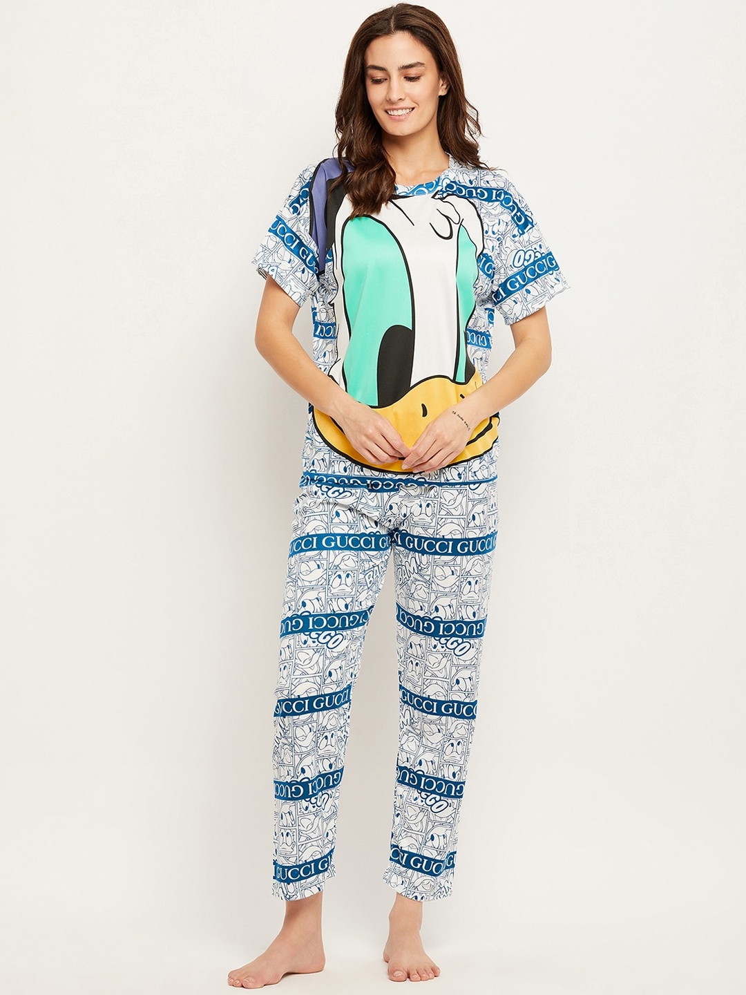 

Camey Donald Duck Printed Night suit, Blue