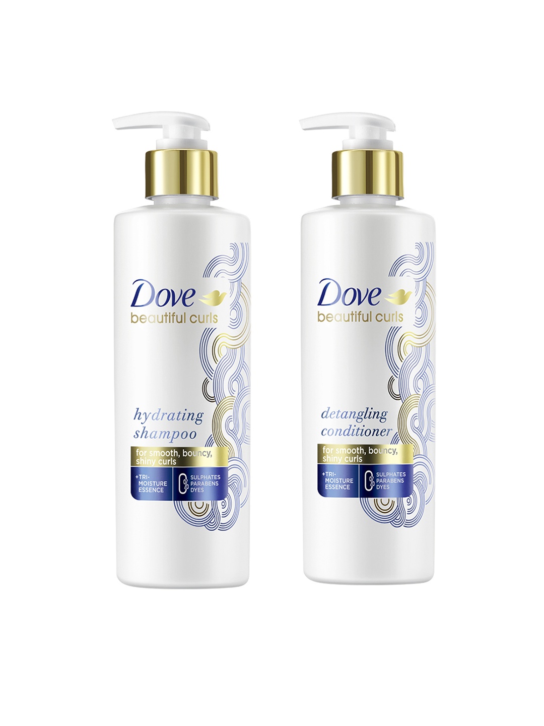 

Dove Beautiful Curls Hydrating Shampoo & Detangling Conditioner - 380ml each, White