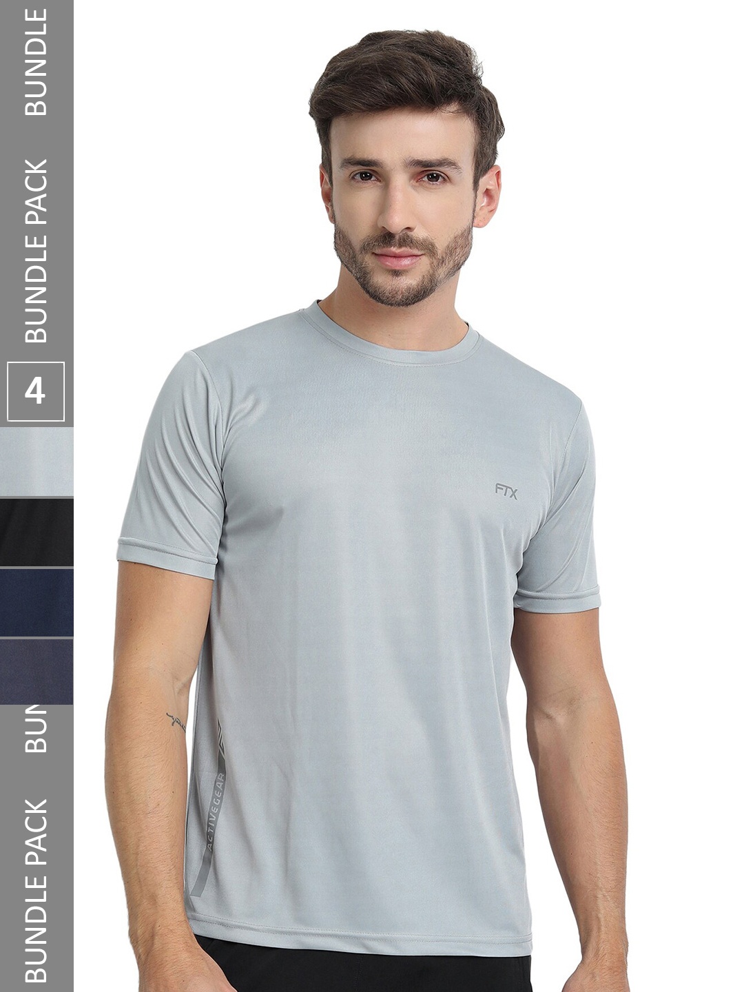 

FTX Pack Of 4 Regular Fit Round Neck Dry Fit Sports T-shirt, Grey