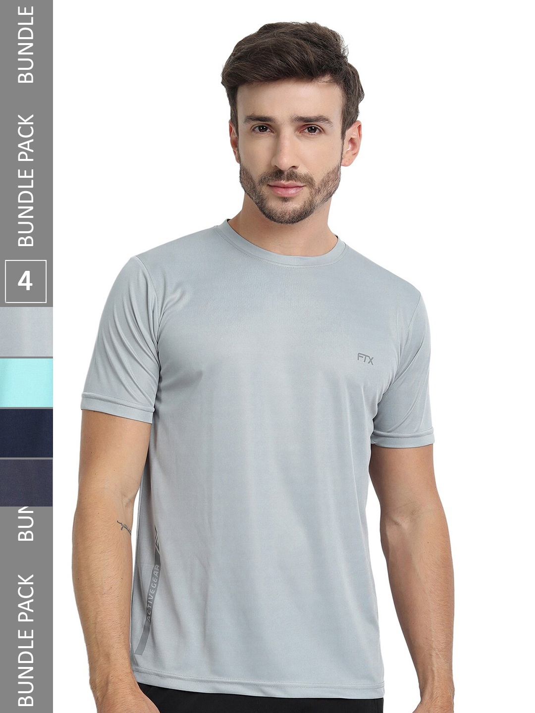 

FTX Pack Of 4 Regular Fit Round Neck Dry Fit Sports T-shirt, Grey