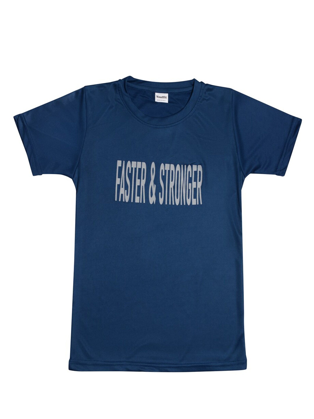 

TINY HUG Boys Typography Printed Dri-FIT Slim Fit T-shirt, Blue