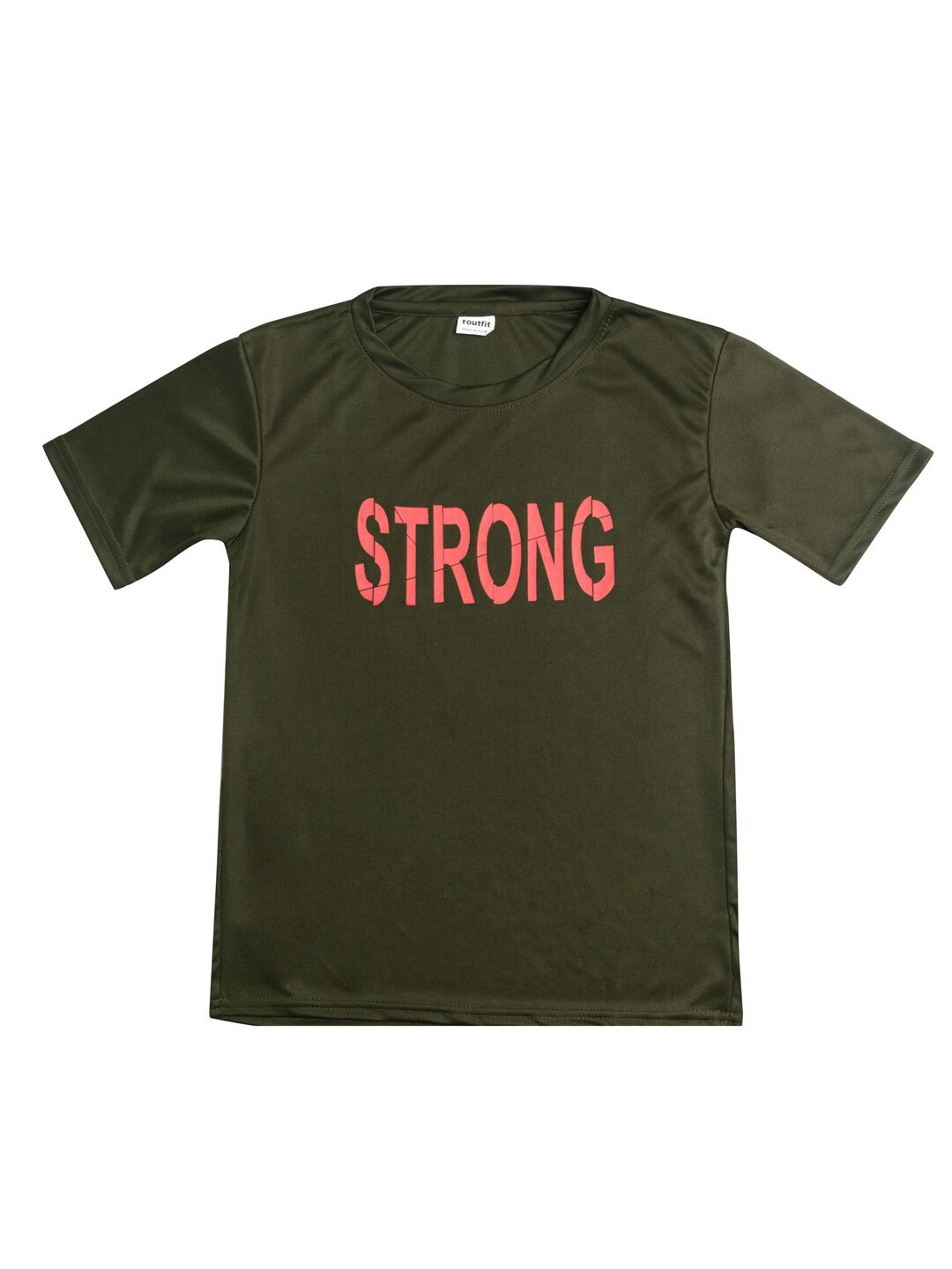 

TINY HUG Boys Typography Printed Dri-FIT Slim Fit T-shirt, Olive