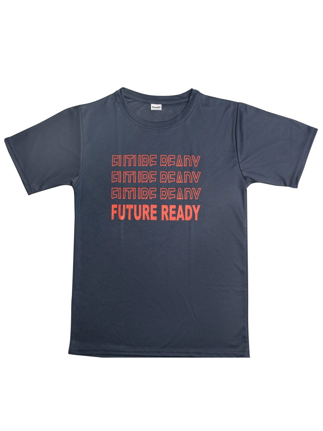 

TINY HUG Boys Typography Printed Dri-FIT Slim Fit T-shirt, Grey