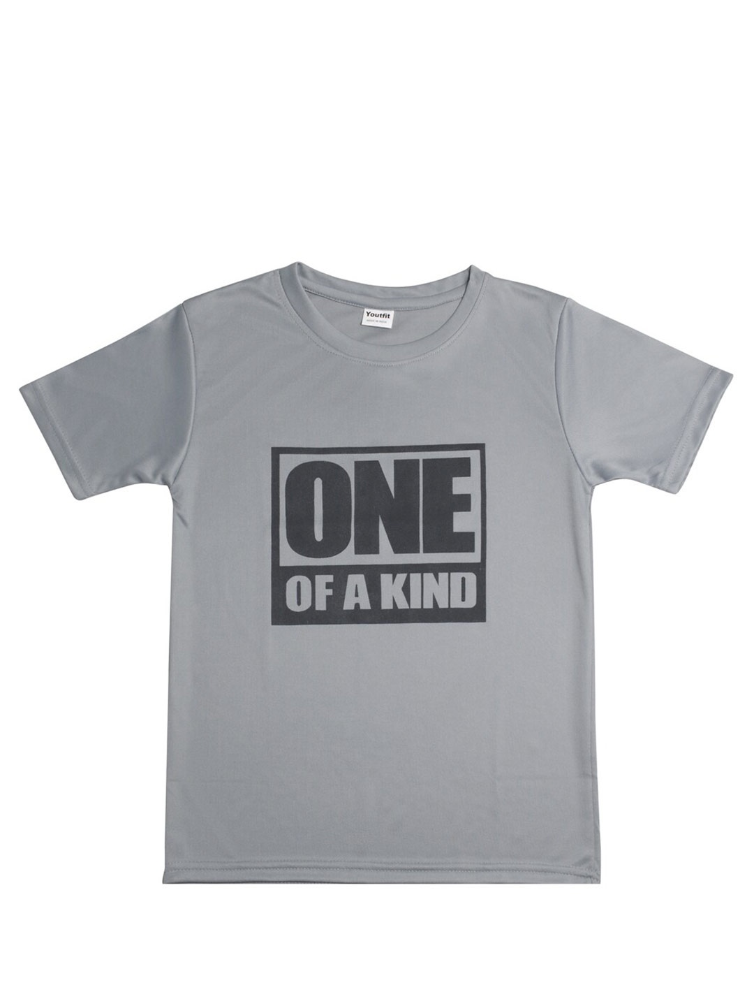 

TINY HUG Boys Typography Printed Dri-FIT Slim Fit T-shirt, Grey